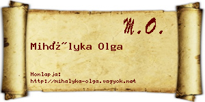 Mihályka Olga névjegykártya